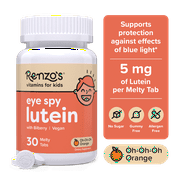 Renzo's Eye Spy Lutein Eye Care Kids Vitamins with Bilberry Extract, Orange Flavor, 30 Melty Tabs