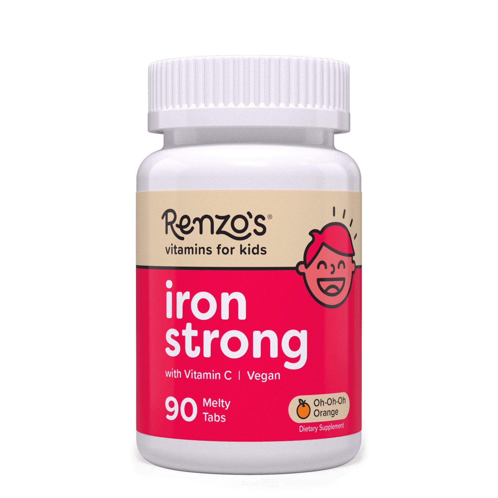 Renzos Iron Strong, Dissolvable Iron Supplements for Kids, 90 Melty Tabs