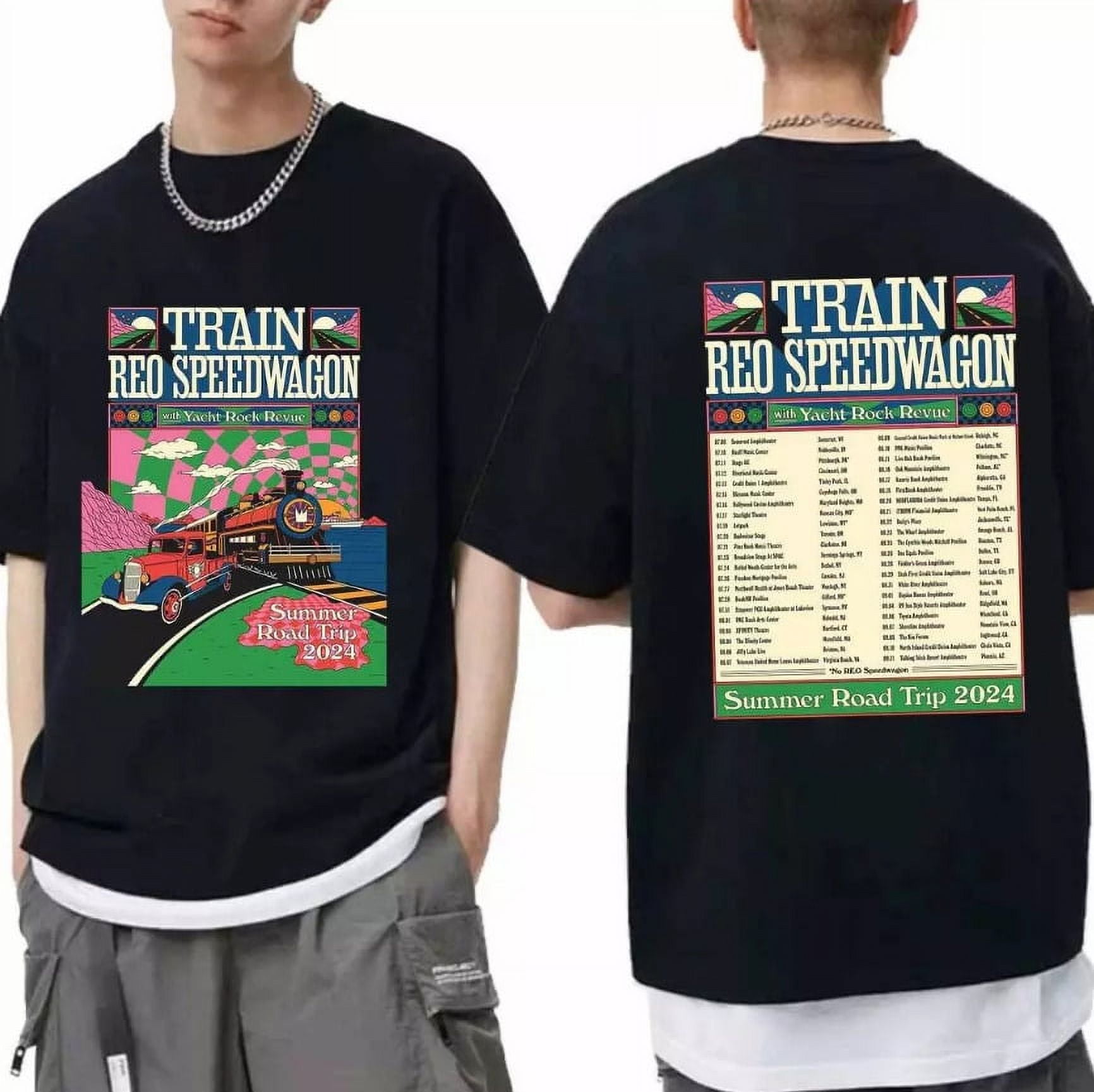 Reo Speedwagon with Train 2024 concert tour tee, vintage style