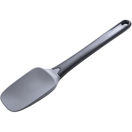 Reo Spoonula, 2 in 1 Spoon and Spatula Utensil - Heat Resistant Flexible Silicone - Large Non Stick Black Turner for Cooking, Baking, Mixing, Stirring, Basting, Scooping, Serving - Kitchen Cookware