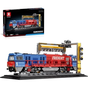 Reobrix 66021 G2000 Freight Train Building Blocks Set, Train Model Kit with Tracks, Locomotive Building Toy for Teens 14+ and Adults, 1980 PCS