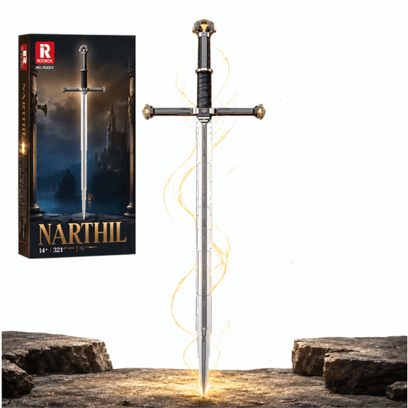 Reobrix Narthil Sword Building Block Sets, Medieval Replica Model, Compatible, Home Decor Collectible Gift for Adults& Fans, 521Pcs