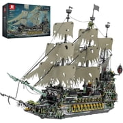 Reobrix Pirate Ship Building Sets, MOC Flying Dutchman Model Toy Boat,Green Ghost Ship Building Blocks Sets 66037,Toy Sets for Adults,Halloween Home Decor Birthday Gifts for Kids 14+5503 PCS