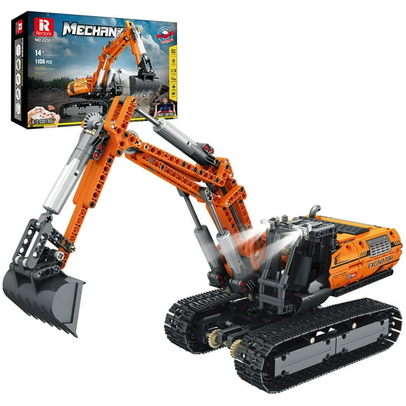 Reobrix RC Excavator Building Set,APP Remote Control Excavator Model with Motor,Truck Construction Toys for Boys 22003,Vehicle Building Blocks Engineering Toys for Kids 1106 PCS 103