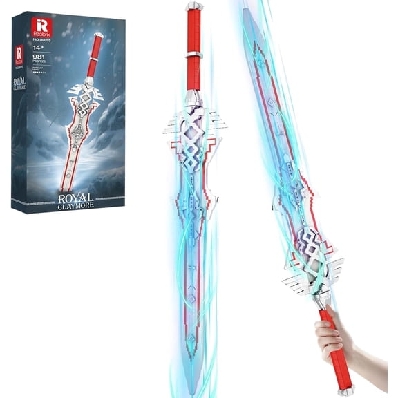 Reobrix Sword Building Sets for Adults, Cool Royal Claymore 99015 Collectible Build and Display Model, Anime-Style Cosplay Toy Sword Home Office Decor, Gifts for Classic Game Fans Boys 14+ (981 PCS)