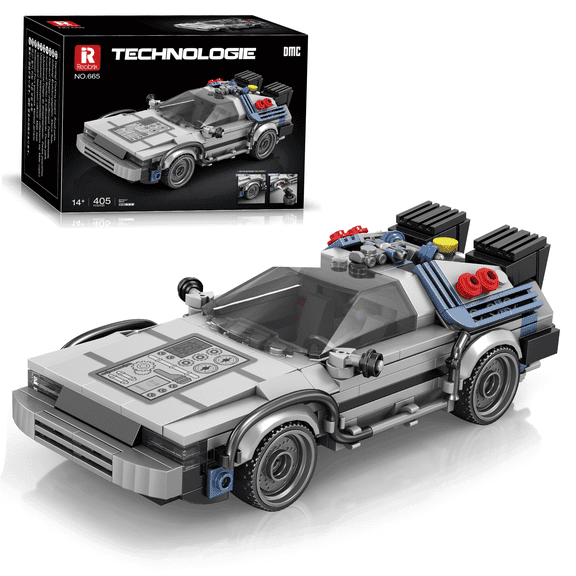 Reobrix DeLorean Back to Future Building Toy - Lego Compatible Collectible Model Car, Gift for Kids, Adults 8+