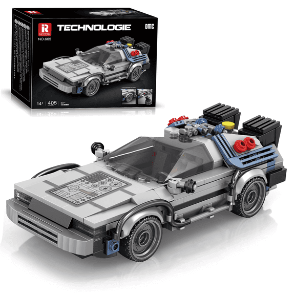 Reobrix DeLorean Back to Future Building Toy - Lego Compatible Collectible Model Car, Gift for Kids, Adults 8+
