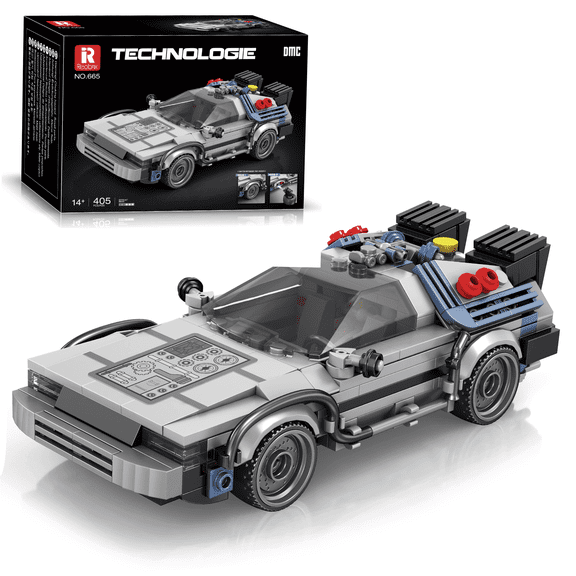 Reobrix DeLorean Back to Future Building Blocks Set - Lego Compatible Collectible Model Toy Car, Gift for Kids, Adults 8+