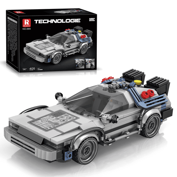 DeLorean Back to Future Building Blocks Set - Lego Compatible Collectible Model Car, Gift for Kids, Adults & Movie Fans 8+