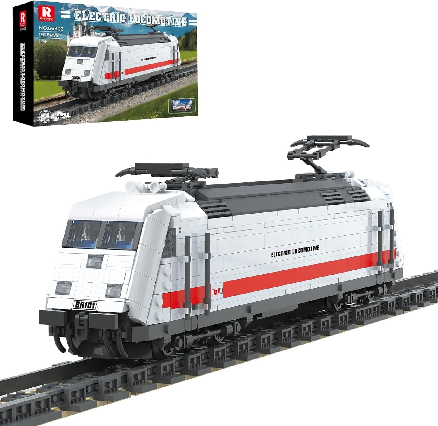 Reobrix Train Building Blocks Set 66802, German BR101 Electric Locomotive Building Toy Model Kit, Collectible Rail Train Display Model for Home Decor, Birthday Gifts for Adults Boys 14+ (1928 PCS)