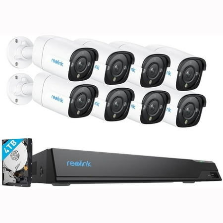 Reolink 12MP Security Camera System Outdoor, 16CH 4TB NVR & 8 PoE Wired Cameras with 2-Way Audio, NVS16-12MB8 - White