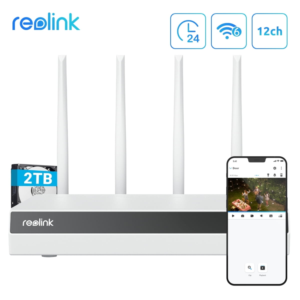 Reolink 16-Channel Wi-Fi NVR Recorder for 24/7 Local Recordings