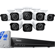 Reolink 4K PoE 8-Channel NVR System, 4 Plug-in Cameras, 2TB HDD, Smart Detection, Continuous Recording, RLK8-800B4