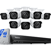 Reolink 4K PoE 16-Channel NVR System, 8 Plug-in Cameras, 4TB HDD, Smart Detection, Continuous Recording, RLK8-800B4