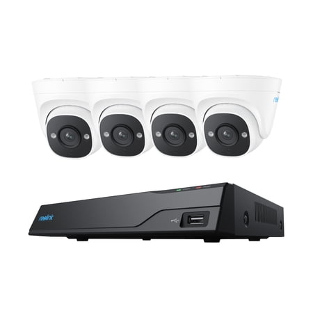 Reolink 8CH 5MP Outdoor PoE Security Camera System,4pcs Wired Surveillance Camera 2TB HDD 24/7 Recording Remote Access,RLK8-520D4
