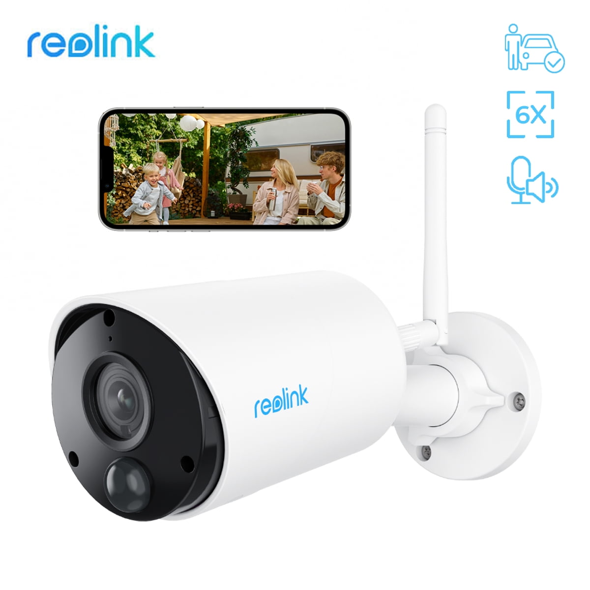 Reolink 3MP Outdoor Security Solar Powered Wireless WIFI Battery Camera ,  PIR+AI Detection; 2-Way Talk, Night Vision, , Works with Alexa, Argus Eco +  Black Solar Panel-2 Pack 