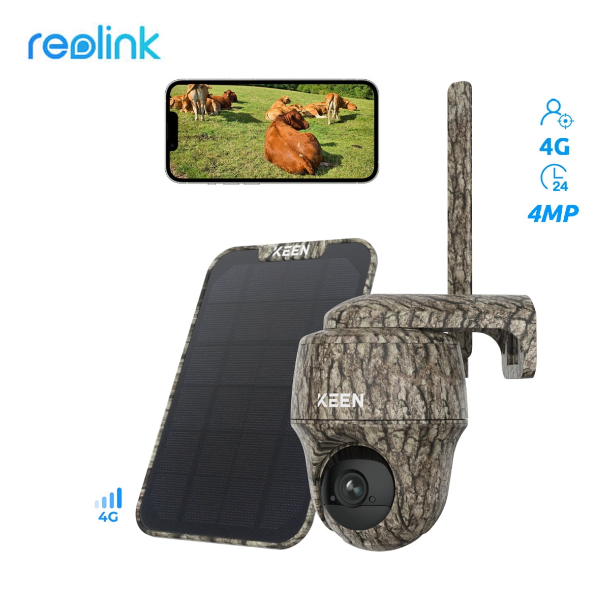 Reolink 4G 2K ProHD , Cellular Trail Camera Wireless Outdoor, 3G/4G LTE, Solar Powered Game Camera with 360° Pan Tilt, 2K Night Vision, Smart Motion Activated, No WiFi, Ranger Series with Solar Panel