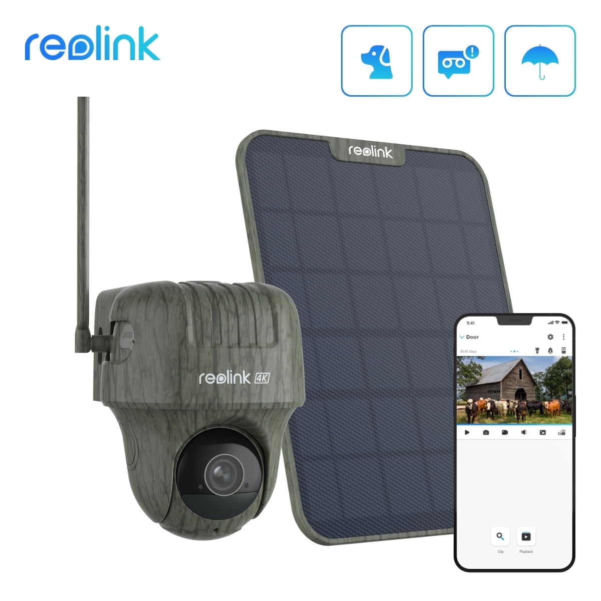 Reolink 4K 4G LTE Surveillance Wildlife Camera 8MP 360Animal Detection Night Vision Solar Battery Outdoor Cam