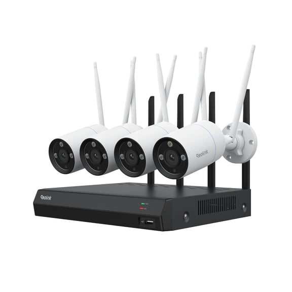 Reolink 12-Channel Wi-Fi Security Camera System, 8MP Plug-in 4-Pack Cameras, 2TB HDD, Color Night Vision, Smart Detection, NVR RLK12-800WB4