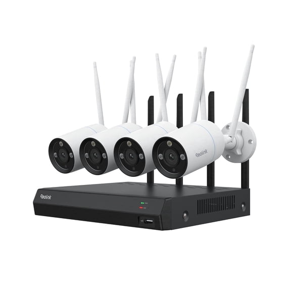 Reolink 12-Channel Wi-Fi Security Camera System, 8MP Plug-in 4-Pack Cameras, 2TB HDD, Color Night Vision, Smart Detection, NVR RLK12-800WB4
