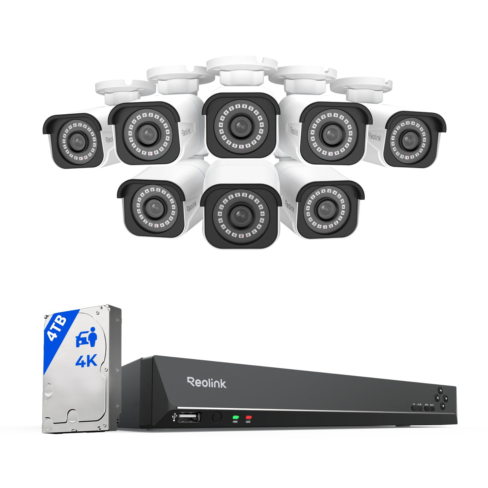 Reolink Security Camera System, 4K Ultra HD, 16CH 8pcs Bullets 4TB