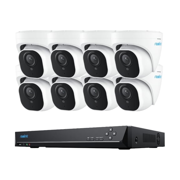 Reolink 4K Security PoE Camera System,8pcs 8MP Dome Cam Smart Detection, 800D8 16CH NVR 4TB HDD 24-7 Record