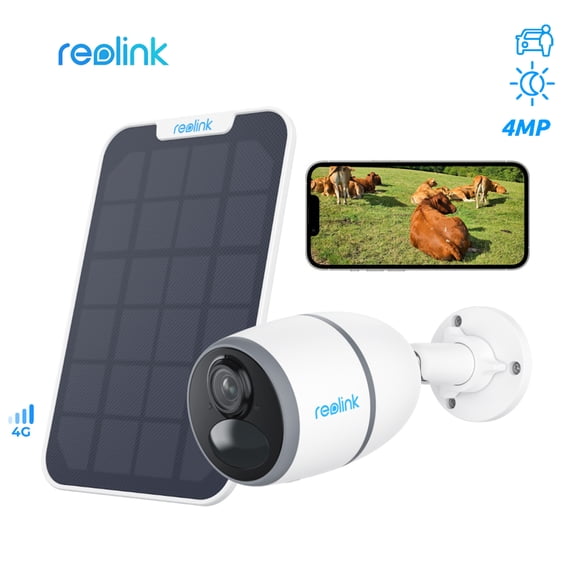 Reolink 4MP 3G/4G LTE Outdoor Battery-Powered Wireless Security Home Surveillance Camera + Solar Panel, Smart Person/Vehicle Detection, 2-Way Talk, Supports Smart Home