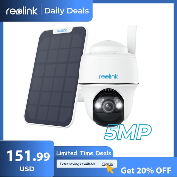 Reolink Go PT Plus 2K+ Solar Security Camera, 5MP 4G LTE Wireless Pan Tilt Camera with 355° Pan 140° Tilt, Auto Tracking, Color Night Vision, Smart Human/Vehicle/Pet Detection, Support Cloud/SD Card