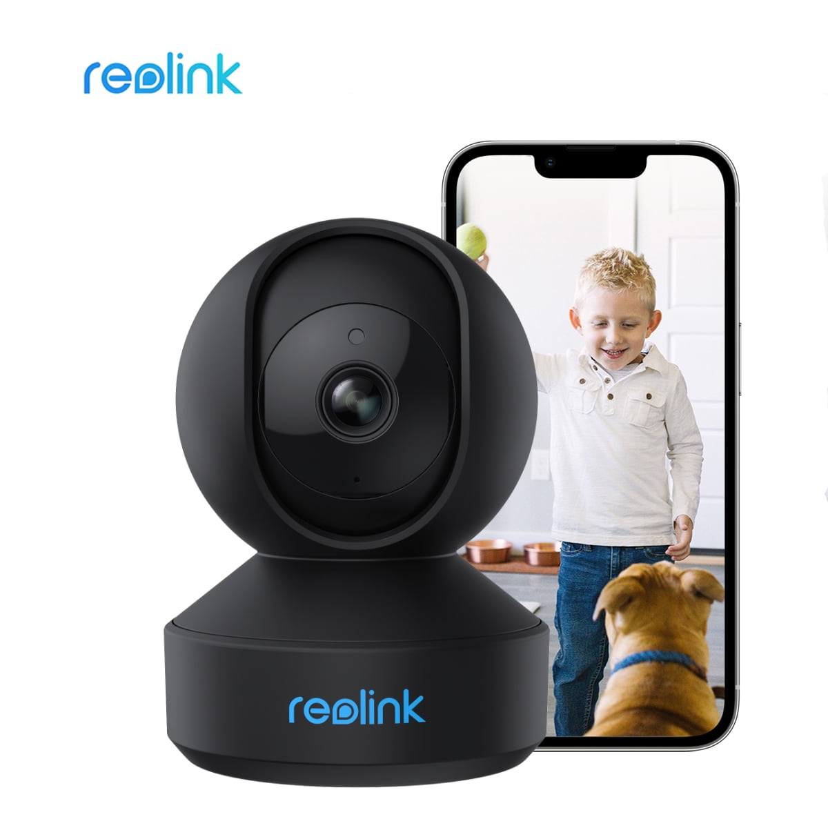 Reolink 4MP Indoor Security Plug-in WIFI Camera System, Pan Tilt Wireless Surveillance Camera for Home with Night Vision, Pet cam/Baby Monitor, Two-Way Talk, E1 Series PT Black Cam Wireless 4MP