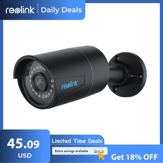 Reolink 5MP Black Outdoor Security POE Camera, Smart Human/Vehicle Detection, Timelapse, Supports Google Assistant, Night Vision, 24/7 Recording, Audio Recording, RLC-510A (Black)