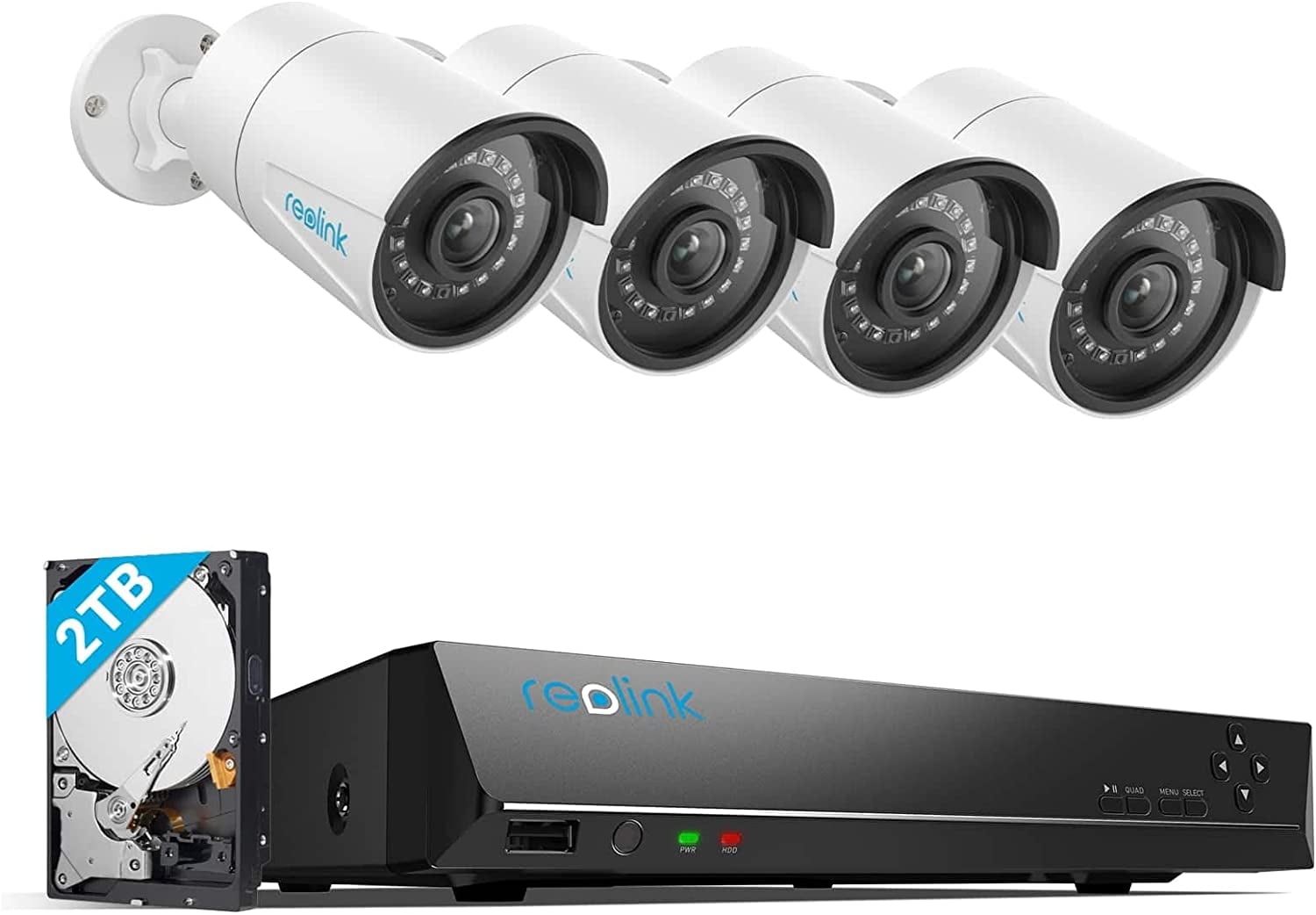 Reolink 8CH 5MP POE Home Security Camera System, 4pcs 5MP Outdoor POE  Cameras, 8MP 8CH POE NVR with 2TB HDD for 24/7 Recording, RLK8-410B4-5MP 