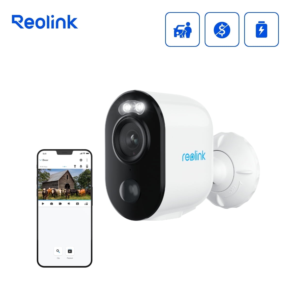 Reolink Argus 3MP Security Solar Battery Wireless Wifi Camera Spotlight People Car Animal Detection