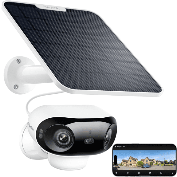 Reolink Argus 4 Pro 4K 8MP Battery Wi-Fi Solar Security Camera, Full Color Night Vision, AI Detection, 2-Way Audio