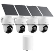 Reolink Argus PT 2K+ WiFi Solar Security Camera System, 4-Pack, Auto Tracking, AI Detection, Home Hub Mini
