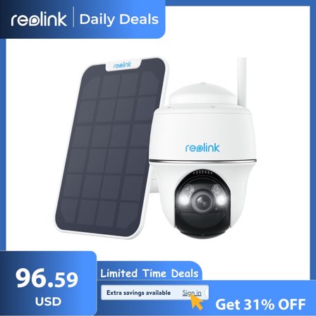 Reolink Argus PT Solar Panel, 5MP Pan Tilt Outdoor Security Battery-Powered 2.4/5GHz Wifi Camera, Smart Person/Vehicle Detection, 2-Way Audio