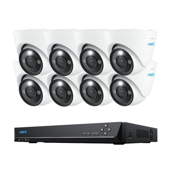 Reolink Color Night Vision 1080P 6 CH 12 MP CCTV Surveillance Camera with 4TB HDD, White, Count (8)