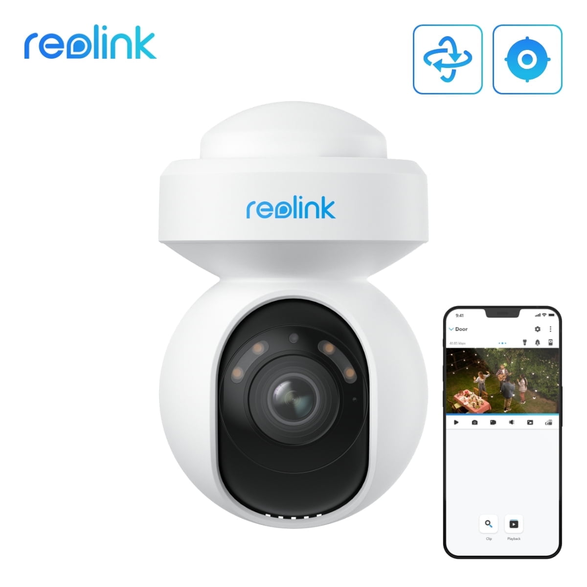 Reolink E1 Outdoor Color Night 2K 4MP PT Wifi Surveillance Security Camera Auto-Track Motion Detect