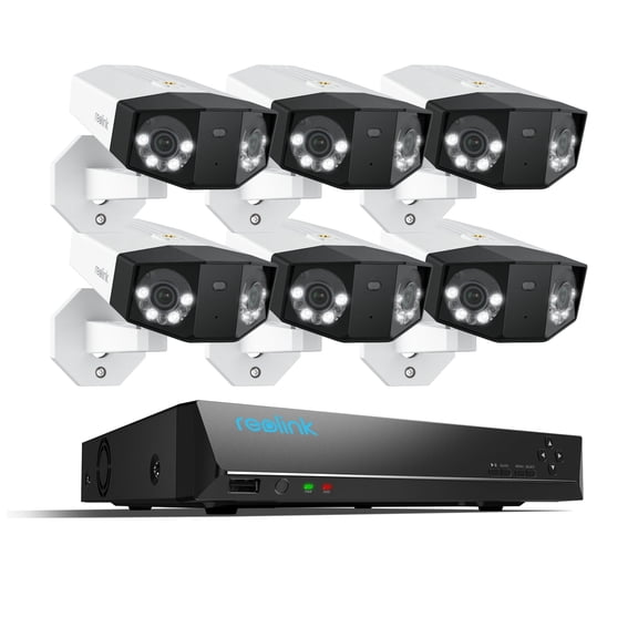 Reolink Duo 3 PoE 16MP Dual-Lens 180° Security Camera System, 6-Cameras Pack, Motion Track, RLN16-410 NVR