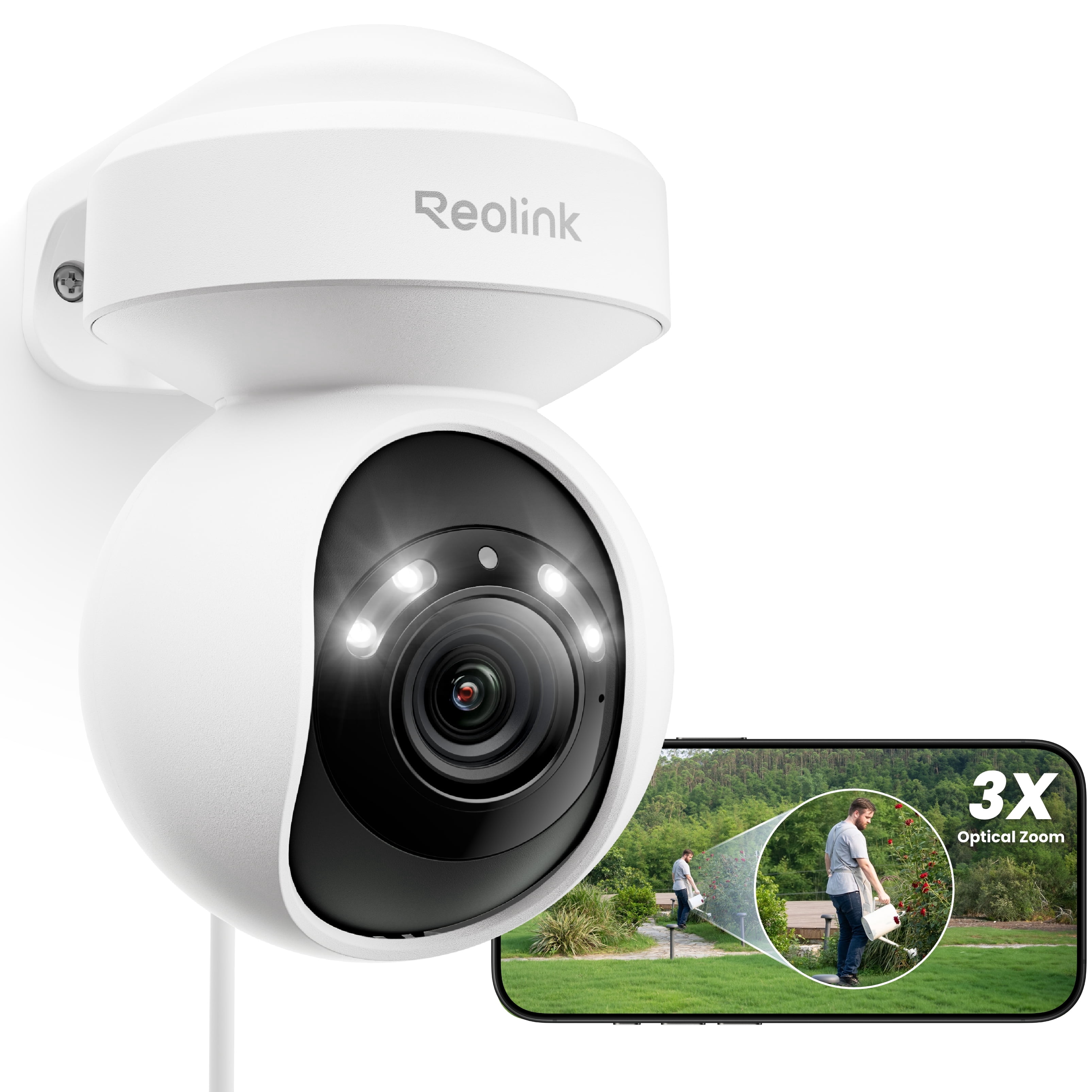 Reolink E1 Outdoor Pro 4K PTZ WiFi Camera, 3X Optical Zoom, Auto Tracking, AI Detection, Hardwired