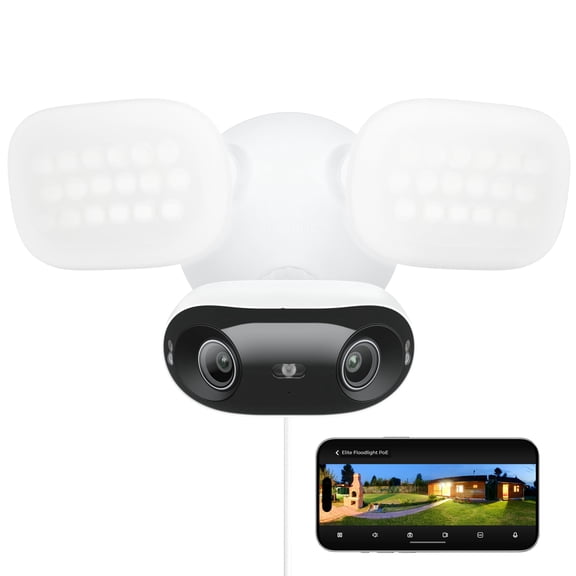 Reolink Elite Pro Floodlight PoE 16MP Dual-Lens 180 Panoramic Security Camera, 2800-Lumen Floodlight, Full-Color Night Vision, Smart Detection & Motion Tracking, 24/7 Recording, No Subscription