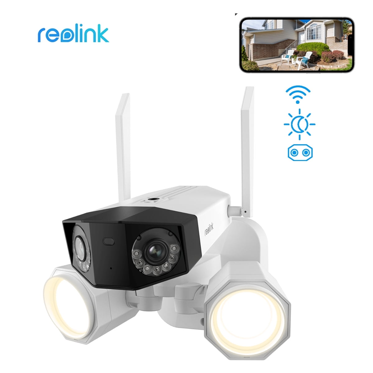 Reolink Floodlight Series F750W Wireless Camera, 180 FOV 4K Dual-Lens WiFi Outdoor Security Camera