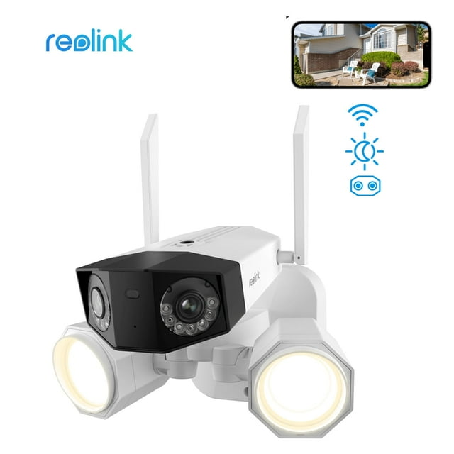 Reolink Floodlight Series F750W Wireless Camera, 180 FOV 4K Dual-Lens WiFi Outdoor Security Camera