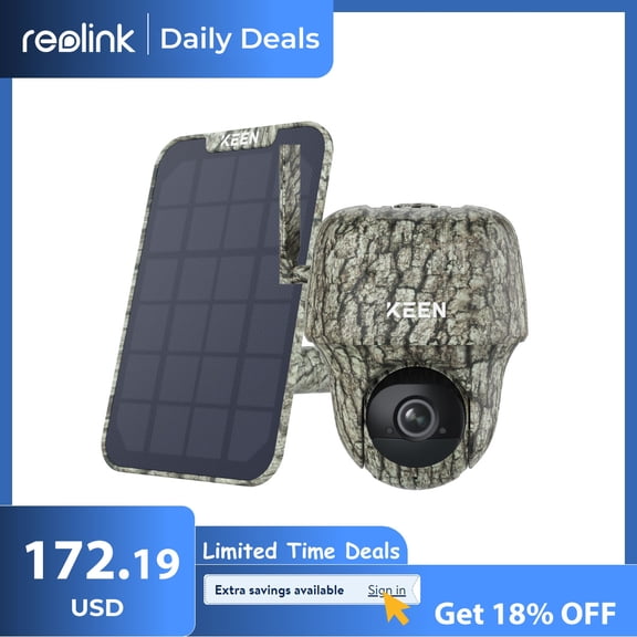 Reolink KEEN Cellular Trail 2K 4 Megapixels Solar Powered Game Camera with 360° Pan Tilt, Black