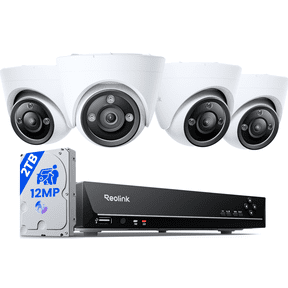 Reolink PoE 8-Channel NVR System, 4x 12MP Dome Cameras, 2TB HDD, Smart Detection, RLK8-1200D4-A