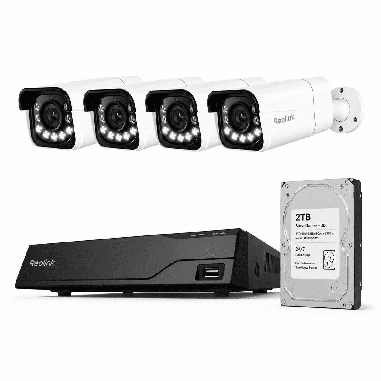 Reolink 8-Channel PoE Security NVR System with 2TB HDD, 4-Pack 8MP