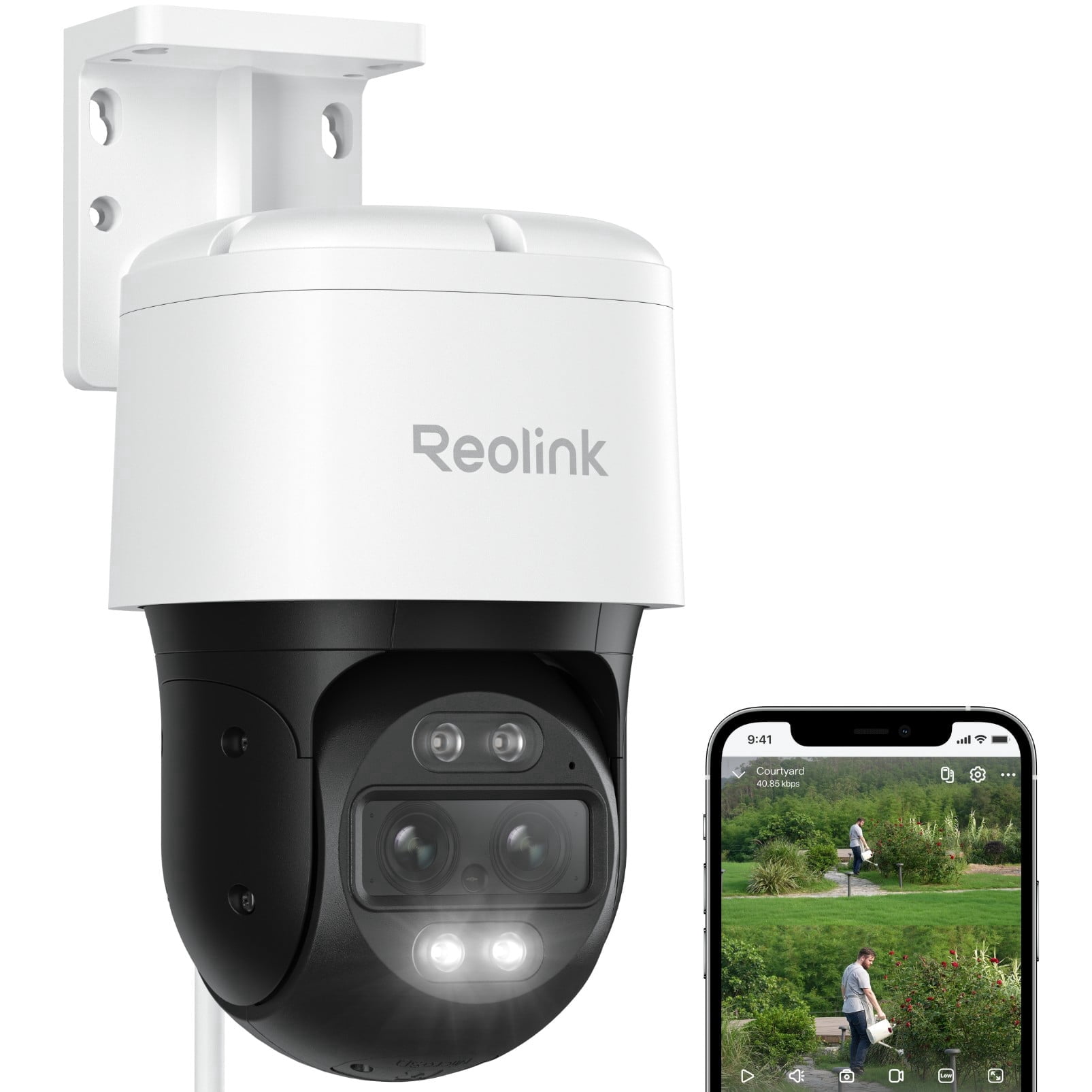 Reolink TrackMix PoE 4K Dual-Lens PTZ Camera, Auto Tracking, Color Night Vision, IP65, Smart Detection
