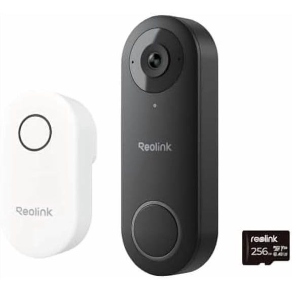 Reolink Video Doorbell Wi-Fi Smart 2K+ Plug-in Camera with Chime 256GB SD Card Person Detection