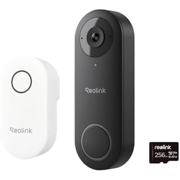 Reolink Video Doorbell Wi-Fi Smart 2K+ Plug-in Camera with Chime 256GB SD Card Person Detection