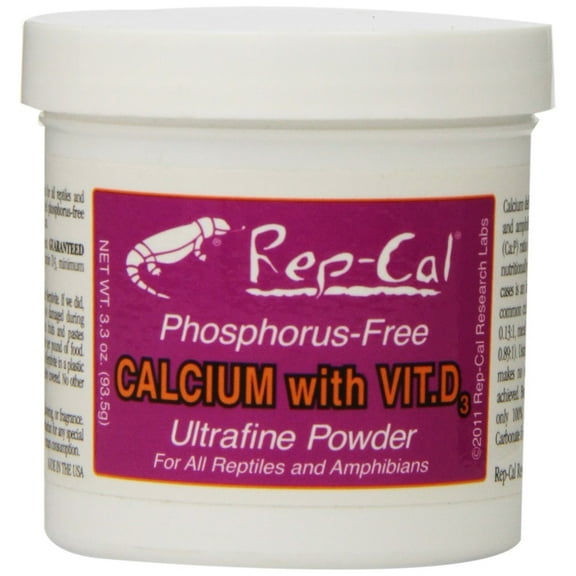 Rep Cal Calcium with Vitamin D3 Ultrafine Powder for Reptiles Amphibians 3.3 oz