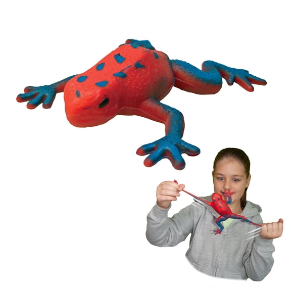 Rep Pals - Strawberry Frog by Deluxebase. Stretchy Squishy Animal Figure, Soft Flexible Squeeze Toy, Sensory Fidget Toy & Fun Gift for Kids.